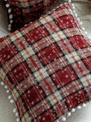 Axyaa Christmas Ball Plaid Pillow Cover 45x45cm - Soft Decorative Atmosphere Pillowcase