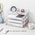 Axyaa 4-Layer Stackable Pink Desk Organizer - Metal File Tray for Desk Organization