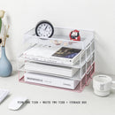 Axyaa 4-Layer Stackable Pink Desk Organizer - Metal File Tray for Desk Organization