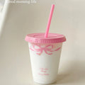 Axyaa Cute Kawaii Water Cup with Lid Straw, Portable BPA-Free Drinking Bottle