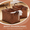 Axyaa Brown Rattan Weave Dirty Clothes Basket 38cm - Portable Home Storage Basket