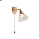 Axyaa Nordic LED Wall Sconce Clear Glass Reading Lamp with Pull Chain Switch