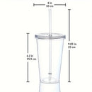 Axyaa Transparent Plastic Drinking Cup with Lid and Straw - Set of 3