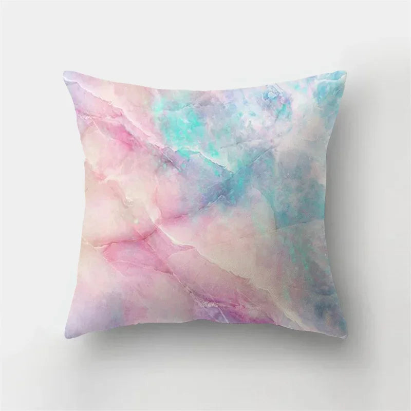 Axyaa Pink Sky Clouds 45x45cm Polyester Cushion Cover for Home Decor
