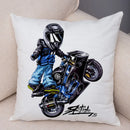 Axyaa Extreme Sports Motorcycle Pattern Cushion - Cartoon Design for Home & Car