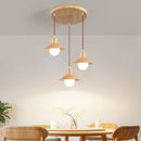 Axyaa Nordic Wood Pendant Lights - 3-Head Hanging Lamp for Kitchen & Dining Decor