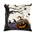 Axyaa Halloween Linen Pillowcase Set, Ghost & Witch Print Throw Pillow Cover