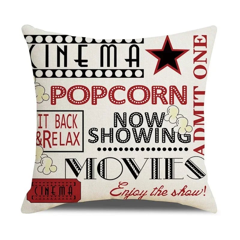 Axyaa Retro Movie Subtitle Linen Pillowcase 45x45cm Sofa Cushion Cover