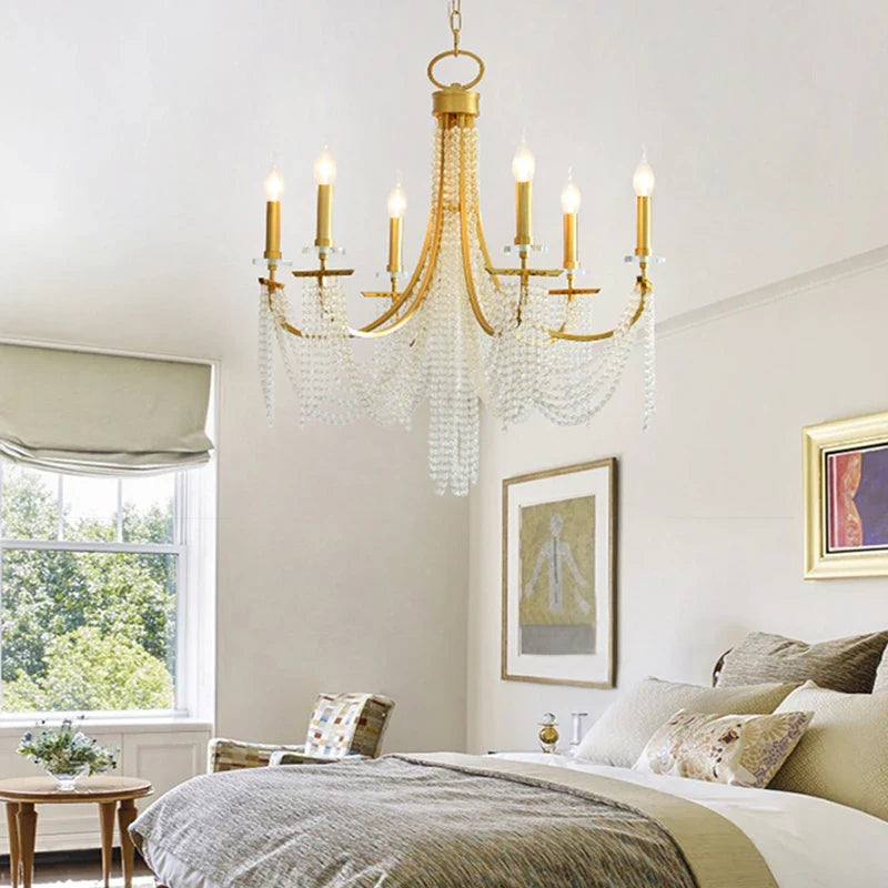 Axyaa Crystal Chandelier: Elegant Luxury Hanging Lamp for Living Room & Dining Room