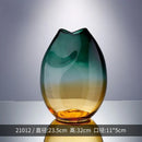 Axyaa Green Gradient Glass Vase for Creative Home Decor and Flower Arrangements