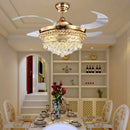 Axyaa Crystal Remote Control Chandelier Ceiling Fan Light for Living Room, Bedroom, Dining Room