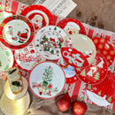 Axyaa Christmas Ceramic Cartoon Relief Plate - 8-inch Circular Decorative Tableware