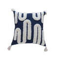 Axyaa Bohemian Tufted Navy Fringe Geometric Throw Pillow Cover