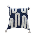 Axyaa Bohemian Tufted Navy Fringe Geometric Throw Pillow Cover