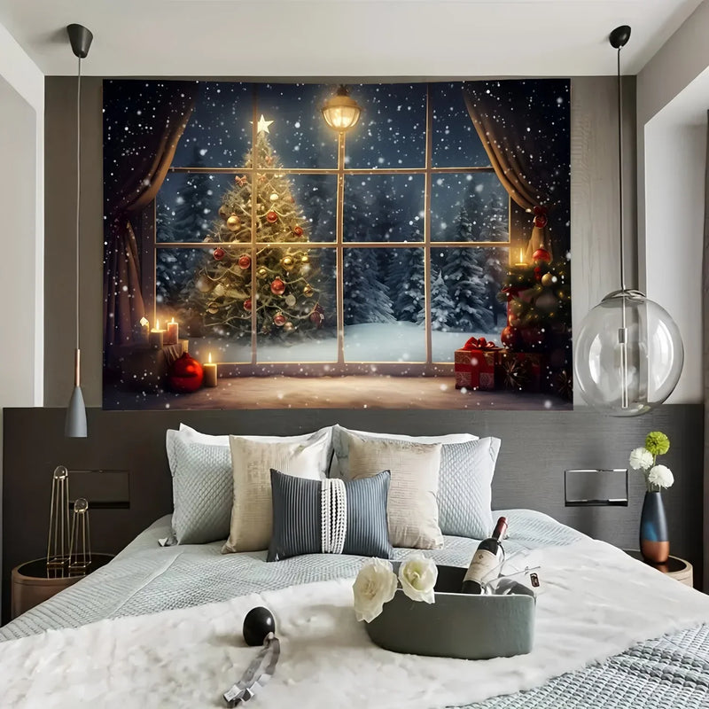 Winter Wonderland Tree Scene Background Cloth by Axyaa - Ideal for Party Decor and Photography
