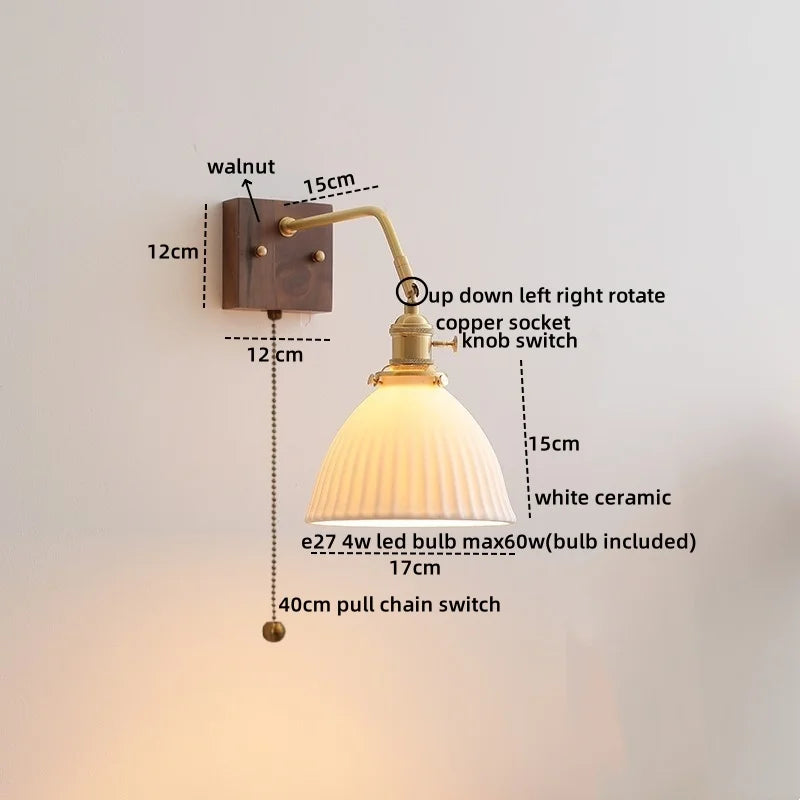Axyaa LED Wall Sconce Pull Chain Switch Modern Style Nordic Mirror Light Fixtures