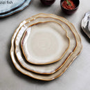 Axyaa Irregular Ceramic Steak Plate Pasta Sushi Dessert Serving Plate Molecular Cuisine