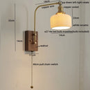Axyaa Glass Walnut LED Wall Lamp Pull Chain Switch Modern Mirror Light