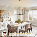 Axya LED Gold & Black Candle Chandelier: Modern American Living Room Light