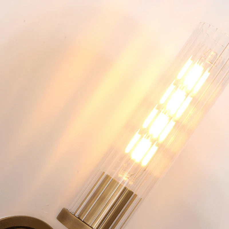 Axyaa Clear Glass Copper Wall Light for Living Room Bedroom Dining Room