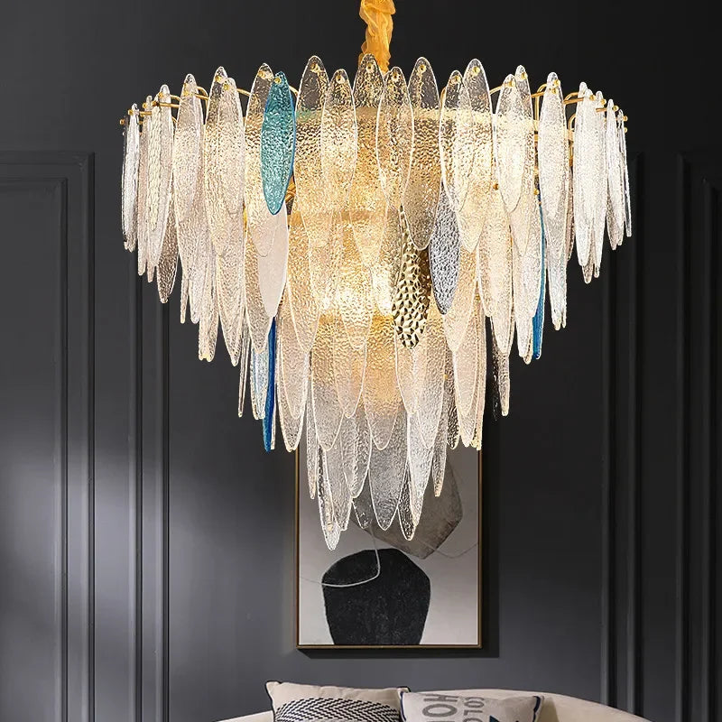 Axyaa Gold Metal Chain Pendant Lights for Modern Luxury Living Room