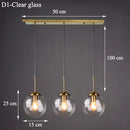 Axyaa Vintage Glass Globe Pendant Light Trio in Clear, Smoke Gray, or Amber