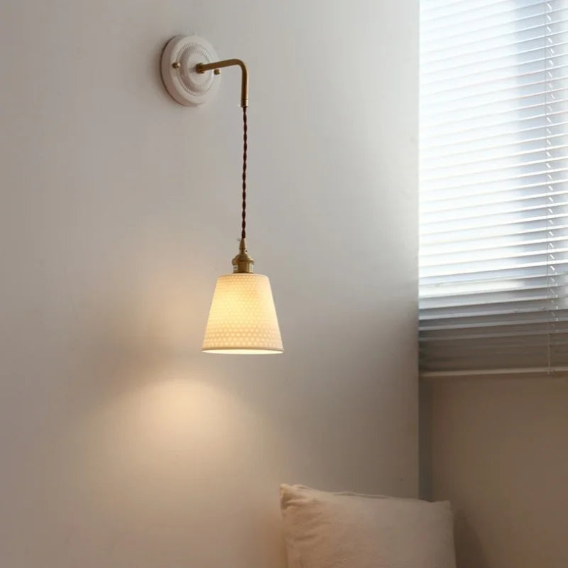Axyaa Ceramic LED Wall Sconce: Polka Dot Interior Lamp for Bedroom, Bathroom, Loft