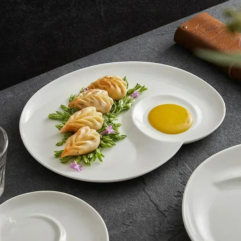 Axya Ceramic Spiral Partition Plate for Sushi Dumplings & Fries