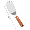 Axyaa Stainless Steel Wooden Handle Teppanyaki Frying Spatula Turners Kitchen Utensils