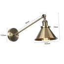 Axyaa Vintage Brass Copper Wall Sconce Adjustable Arm Umbrella Wall Light
