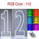 Axyaa LED Neon Number Sign - 30in, RGB Flashing, Sweet 16 18 21 Night Light