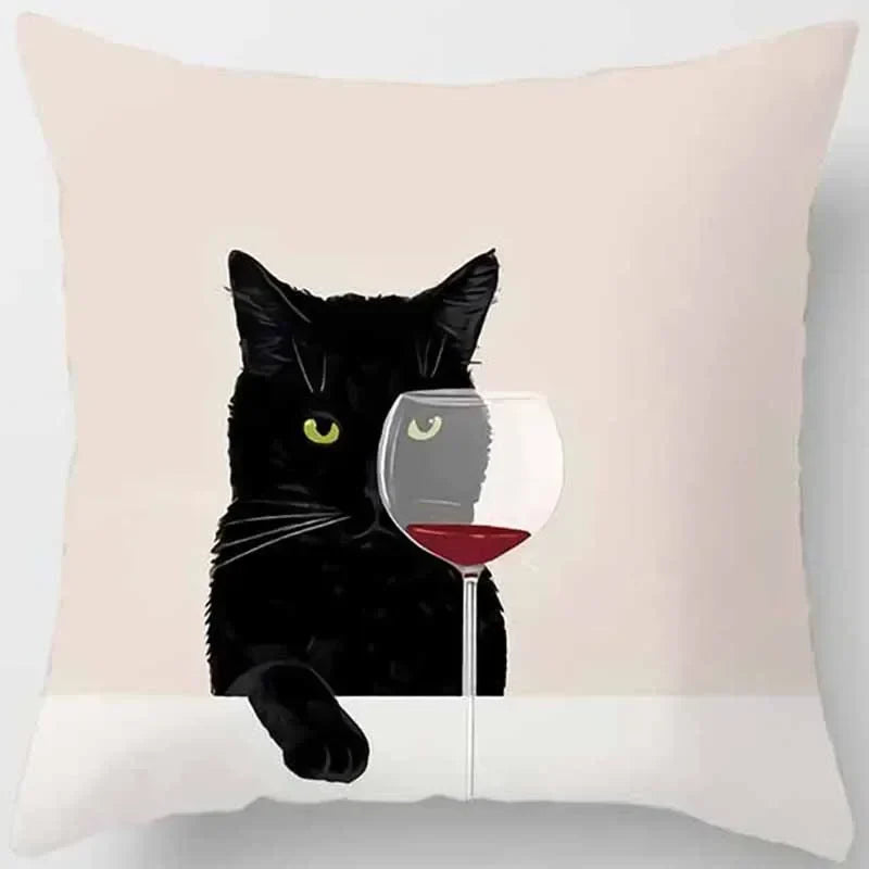 Axyaa Cat Print Square Pillowcase for Home Décor and Car Sofa, 45cm*45cm