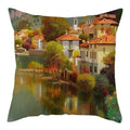 Axyaa Printed Landscape Cotton Linen Pillow Cover for Home Decor 45x45cm