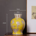 Yellow Qinghua Porcelain Vase: Chinese Style Flower Vase by Axyaa