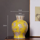 Yellow Qinghua Porcelain Vase: Chinese Style Flower Vase by Axyaa