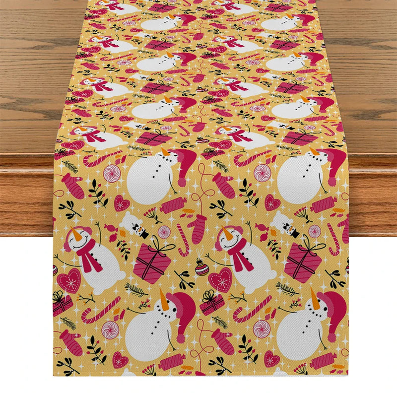 Snowman Tree Table Runner Kitchen Dining Decor by Axyaa
