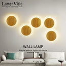 Axyaa Nordic LED Wooden Wall Lamp - Modern Circle Design for Bedroom, Staircase & Background Wall
