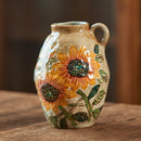 Axyaa Retro Sunflower Earthenware Vase, Japanese Style, Living Room Flower Arrangement