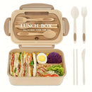 Axyaa 3-Compartment Lunch Box & Tableware Set for School Work Camping Bento Box