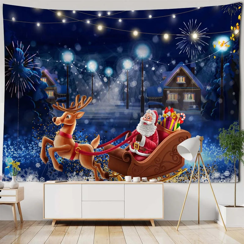 Axyaa Christmas Tapestry: Festive Holiday Scene Hanging Cloth for Home Decor