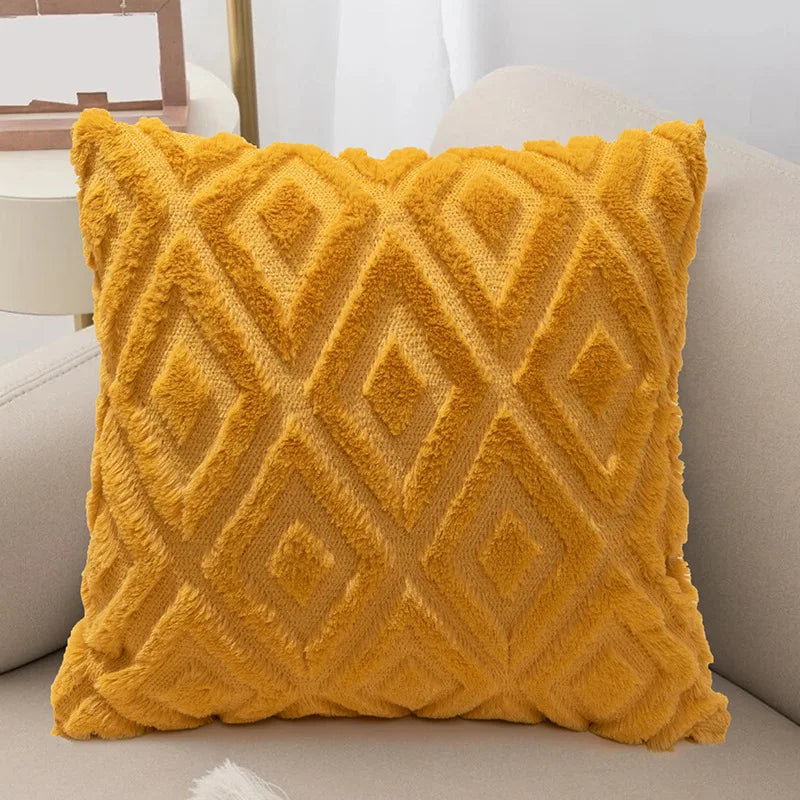 Axyaa White Faux Fur Velvet Pillow Covers 18x18 - Decorative Cushion Cover 45*45