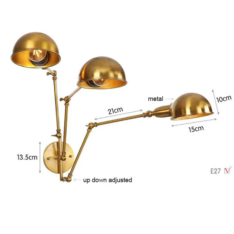 Gold Plated Iron Adjustable Wall Sconces for Home Decor by Axyaa