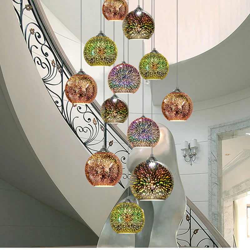 Axyaa Fireworks Glass Ball Pendant Light for Kitchen and Bar