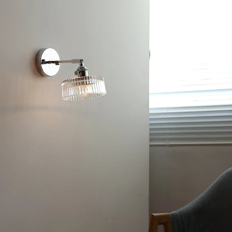 Axyaa Clear Glass LED Bathroom Mirror Wall Light, Modern Nordic Iron Metal Switch Fixtures