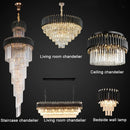 Axyaa Modern LED Crystal Ceiling Chandelier - Gold Black, Elegant Pendant Lamp for Living Room, Bedroom, Kitchen