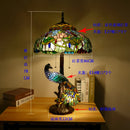 Axyaa Peacock Art Tiffany Table Lamp for Living Room Decor