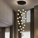 Axyaa Crystal Chandelier Stair Pendant Lamp Living Room Lights