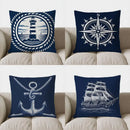 Axyaa Lighthouse & Nautical Waves Pillow Cover for Sofa, Bedroom, Car