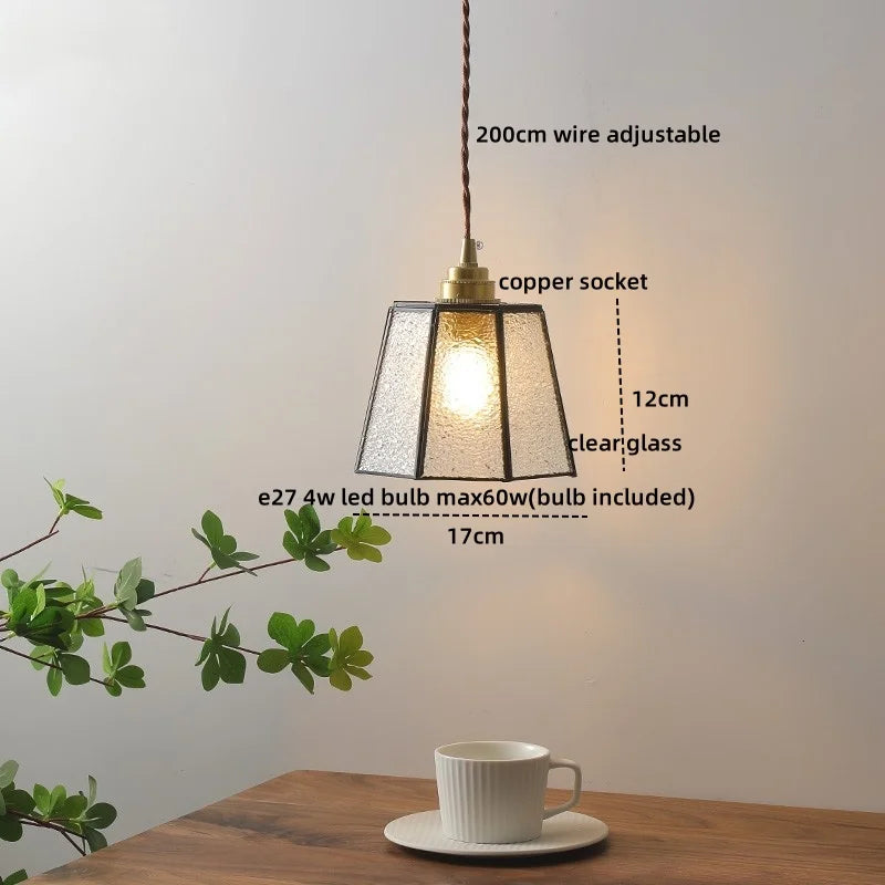 Axyaa Glass Copper LED Pendant Light for Home Decor - Nordic Style