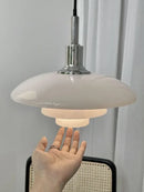 Axyaa Three-layer Glass Pendant Lighting in White Gold Silver